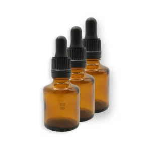 Butelka szklana 30 ml brązowa SERUM z pipetą 3 szt.